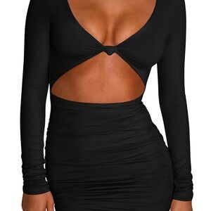 Black Cutout Long Sleeve Bodycon Dress Size Medium